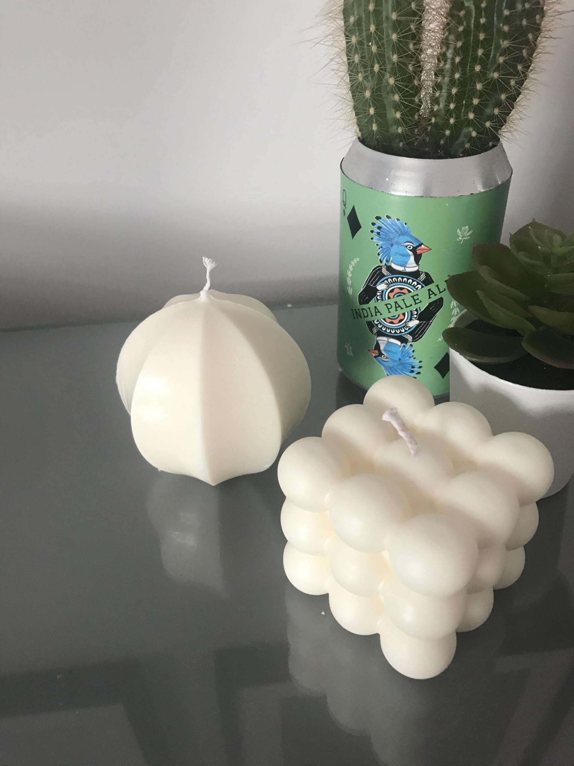 Candle Set of 2 - Sphere 3D Ball and Bubble Candle Soy Wax Home Decor fragranced (Pomegranate Noir)