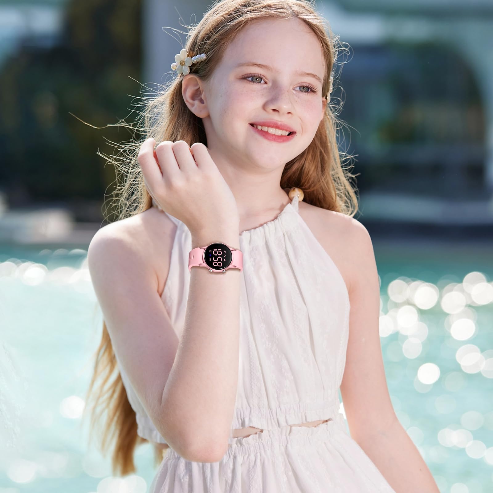 Timever Kinderuhr für Jungen Mädchen, wasserdichte Digitaluhr für Kinder mit Schrittzähler, nicht intelligente Sport-Armbanduhr mit Vibrationsalarm, Schrittzähler, Stoppuhr, Kalender, keine App