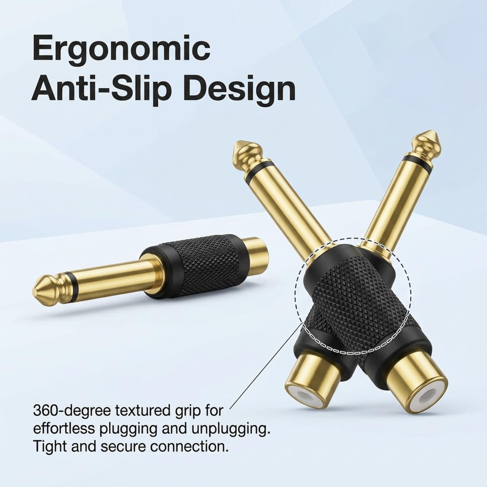 6 Stück 6,35mm Klinke Adapter, Stereo Adapter 6,35mm für Verstärker, Lautsprecher, Instrumente, Kopfhörer, Heimkino, MP3 Player, Audio Stecker auf RCA Buchse für professionelle Audioverbindung