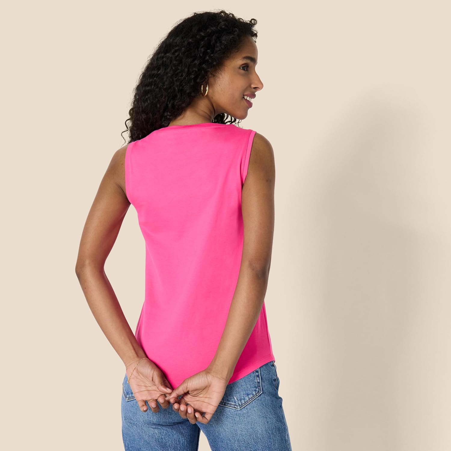 Amazon Essentials Women's Regular-Fit 100% Cotton Sleeveless Tank Top, Pack of 2 - Image 2