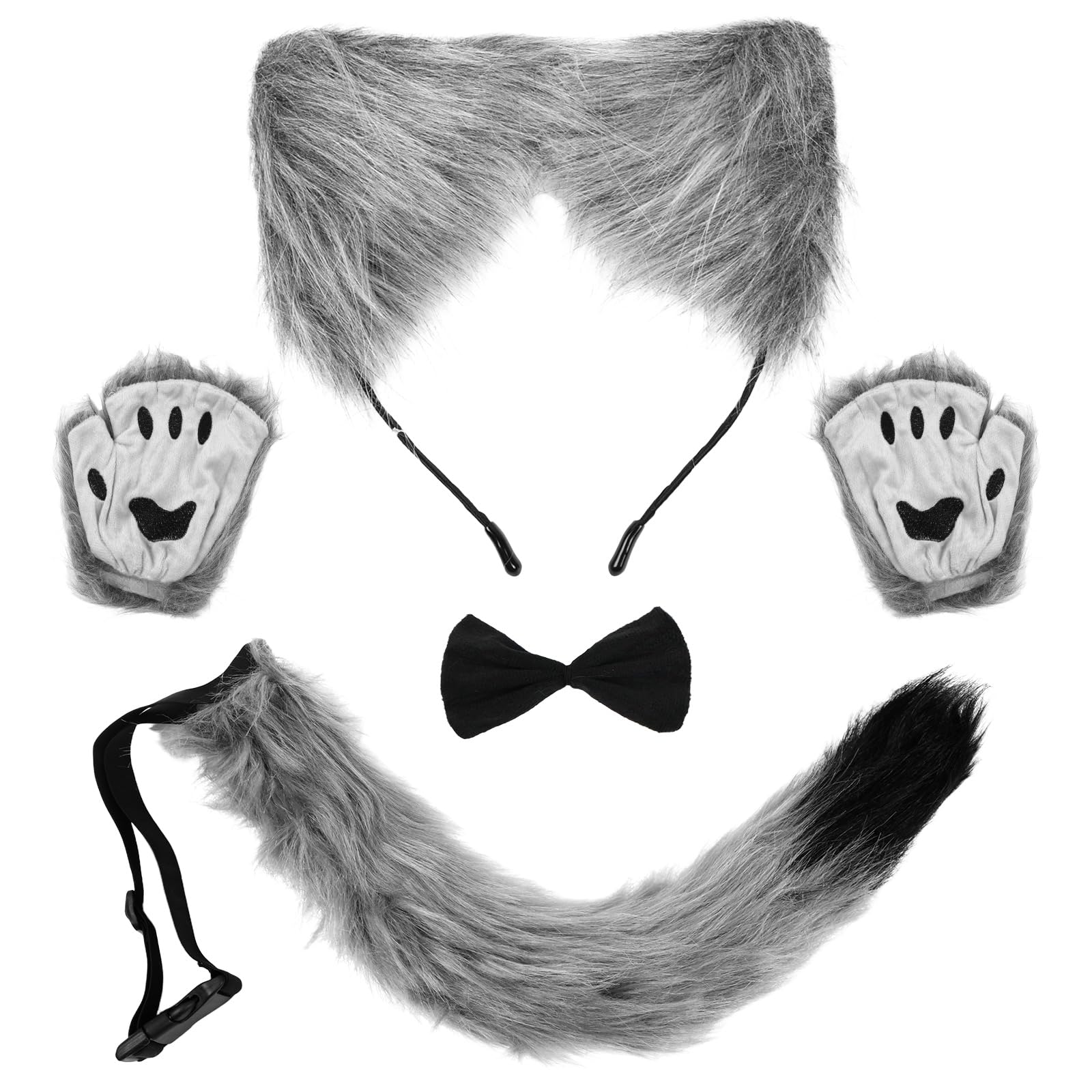 AOOWU Animal Costume Accessories set, 5 PCS Gray Wolf Theme Party Favors — image 1