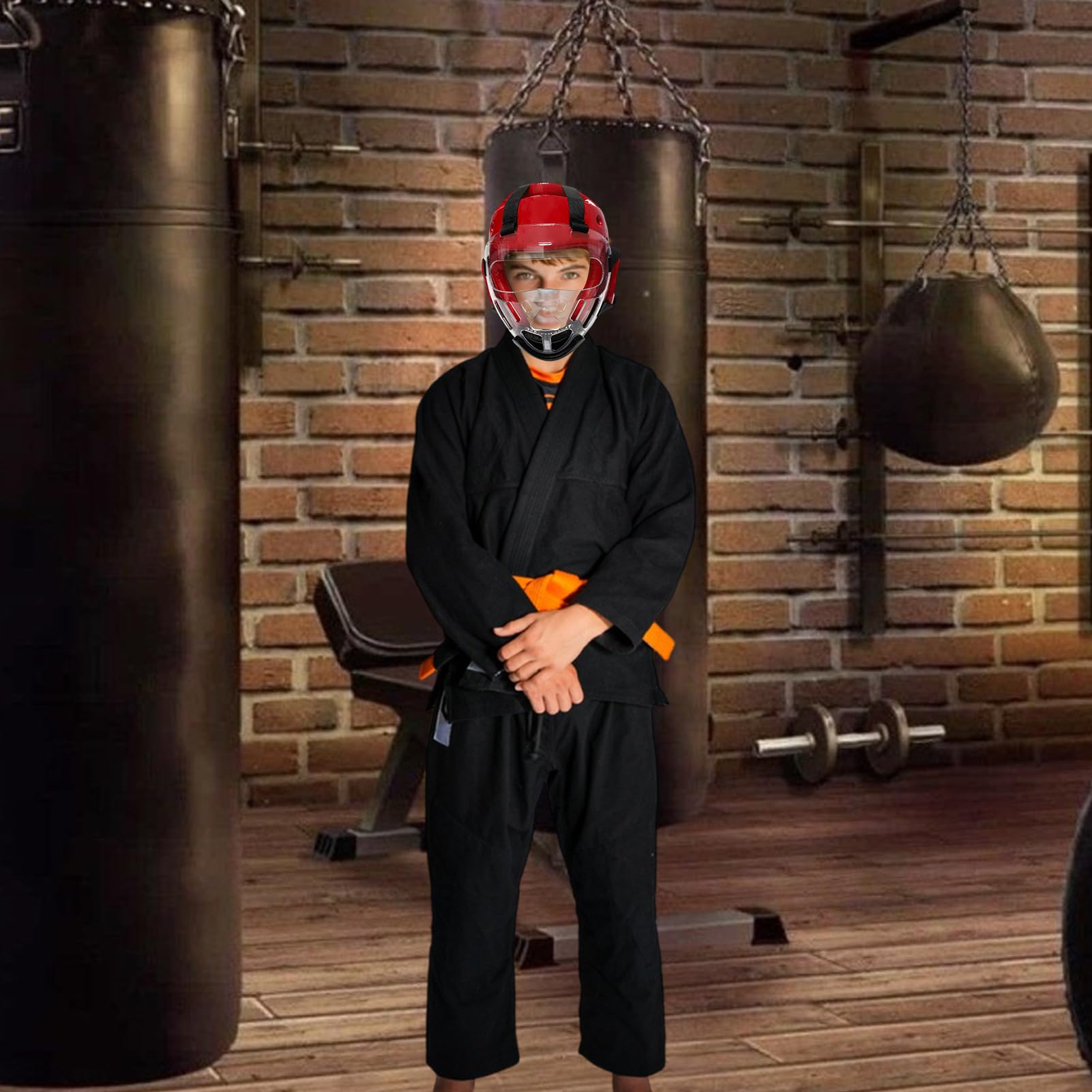 Visière de Boxe - Casque de Protection Arts Martiaux, Écran Transparent Style, Taille 20x21cm + Masque Amovible, Composant PC Éponge - pour Entraînement Karaté & Partenaire de Combat