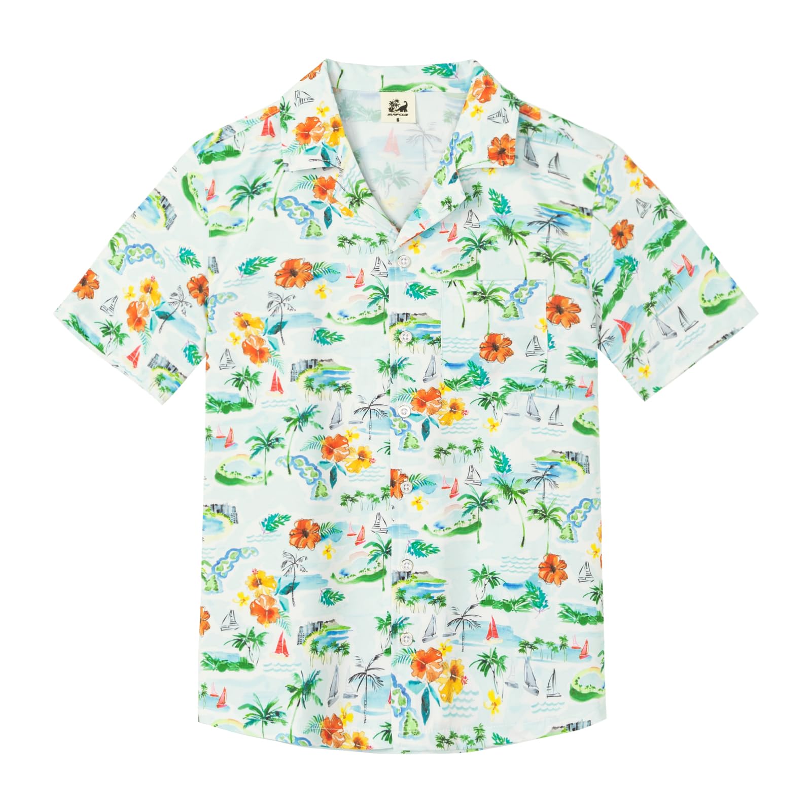 SURF CUZ Boys Hawaiian Shirt Button Down Shirt Toddler to Big Kid Short Sleeve Funny Vacation