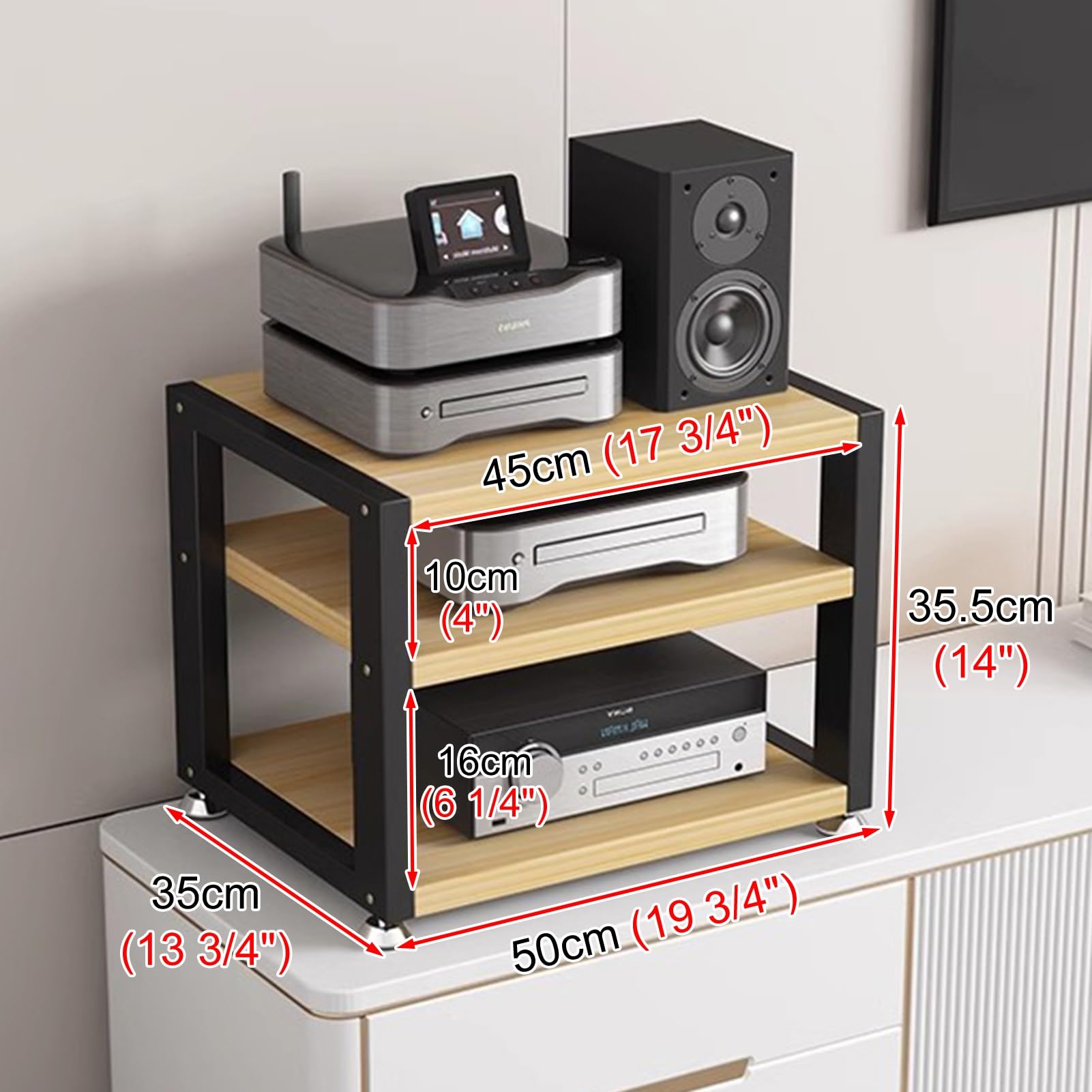 porta-DVD, Rack HiFi piccolo a 3 livelli for componenti audio
