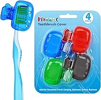 Hxezoc 4-Pack Travel Toothbrush Head Covers - Portable Protective Caps for Manual & Electric Brushes, Color-Coded for Family Hygiene