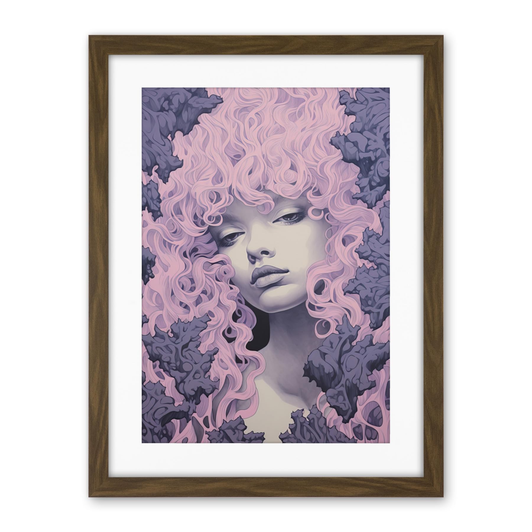 Artery8 Tree Nymph Lavender Purple Pink Woodland Forest Spirit Conceptual Artwork Framed Wall Art Print 18X24 Inch