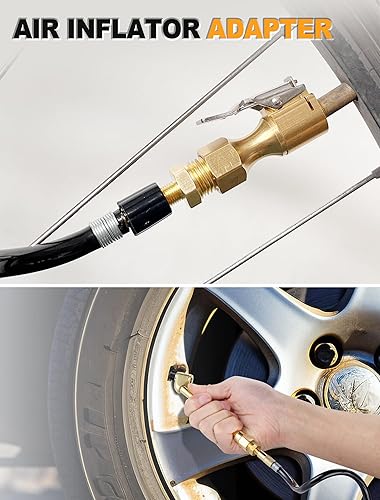 Miniatura 7 de EVOULTES Adaptador de inflador de aire de latón, 14 pulgadas NPT (M) a válvula Schrader estándar (M), conector de inflado de neumáticos para