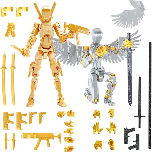 Figurine Robot T13 Articulée - Ensemble Assemblé 2 Pièces avec Accessoires