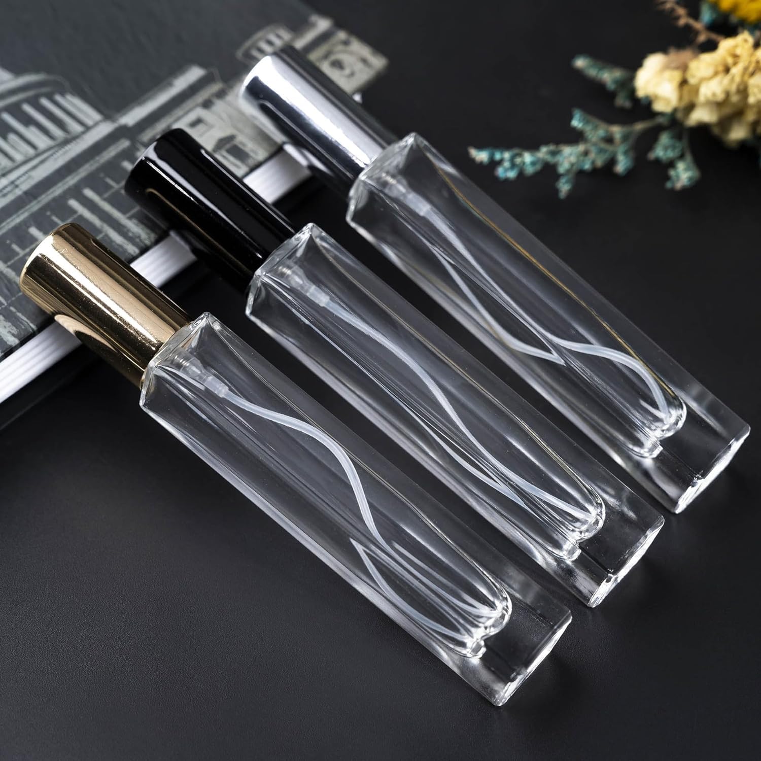 Mini Bottiglie di Profumo da Viaggio, Atomizzatore di Profumo 10 Pezzi 10ML Bottiglia di Profumo Testa di Spruzzo Elettrochimico Profumo Portatile Bottiglie Riutilizzabili Vuote Ricaricabili (Color :