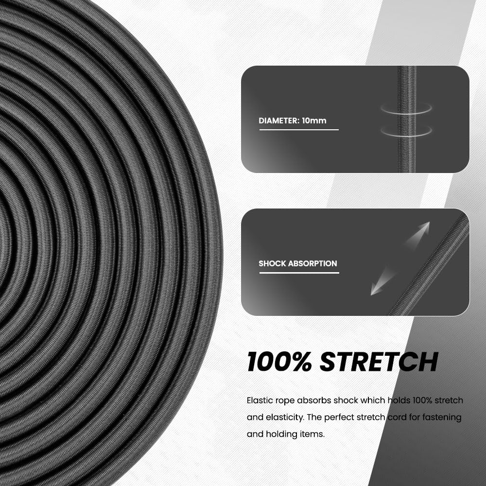 Fune Elastica Per Teloni - Gomma Nera, Diametro 10 Mm, Lunghezza 10 M - Foto 6
