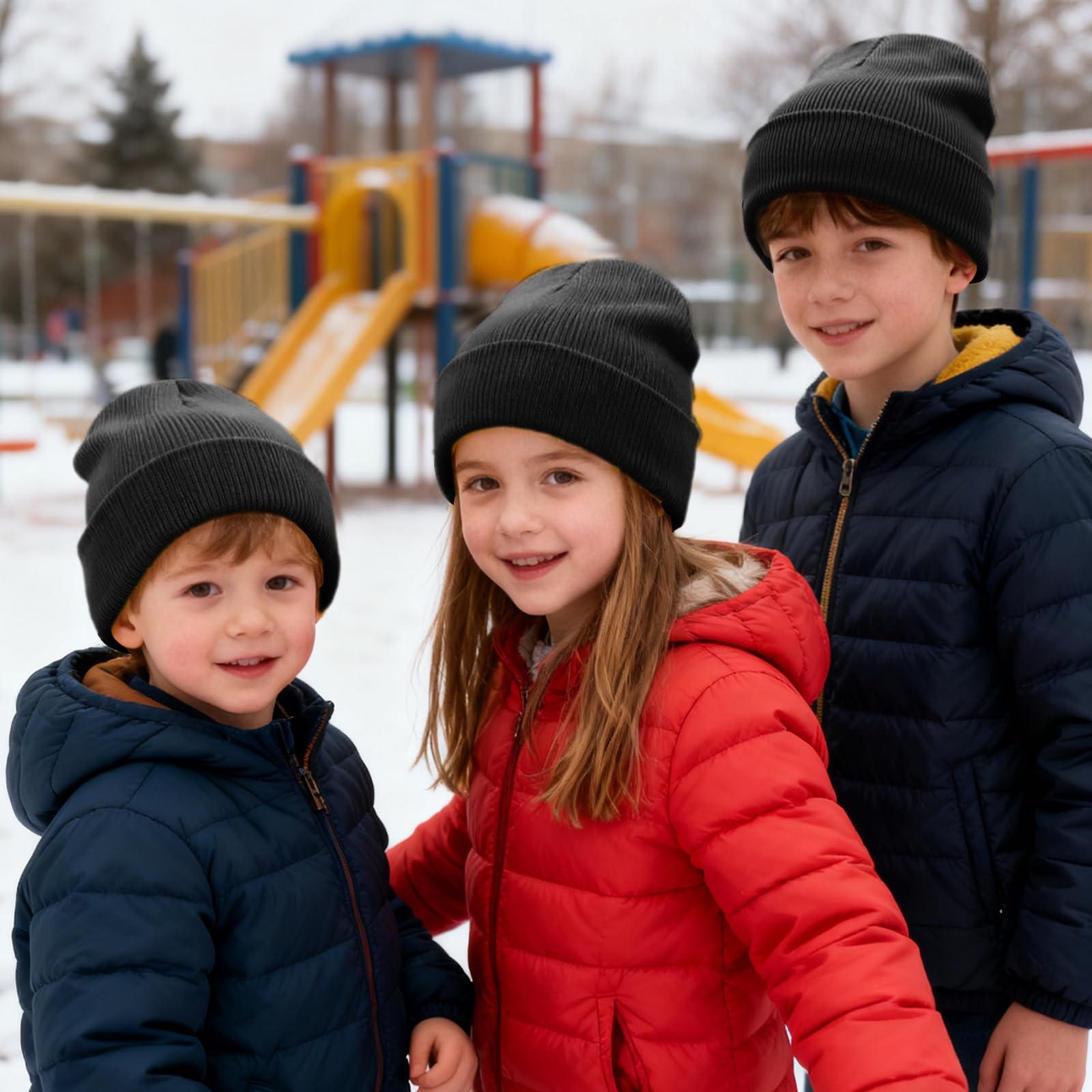 ZOORON Toddler Beanie Baby Kids Beanies Warm Winter Hat Knit Skull Cap for Boys & Girls Soft Children Infant Hat, 1 Pack-black, 3-12 Years 2