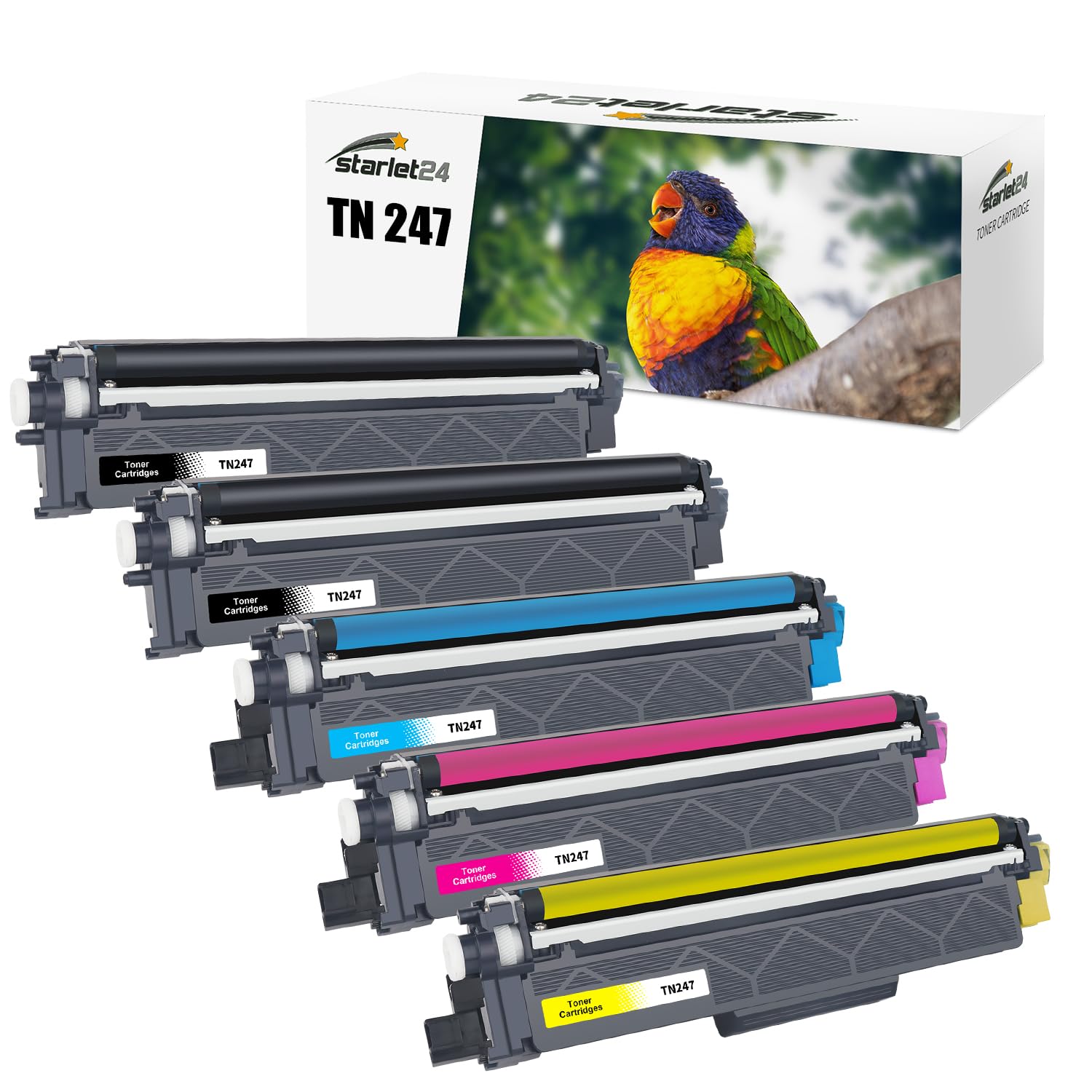 Set of 5 TN-243CMYK TN247 Compatible Toner for Brother MFC L3750CDW TN243CMYK MFC-L3750CDW DCP-L3550CDW DCP-L3510CDW MFC-L3770CDW MFC-L3710CW HL -L3210CW HL-L3230CDW DW TN-24 7BK TN-243 TN-243 TN-243