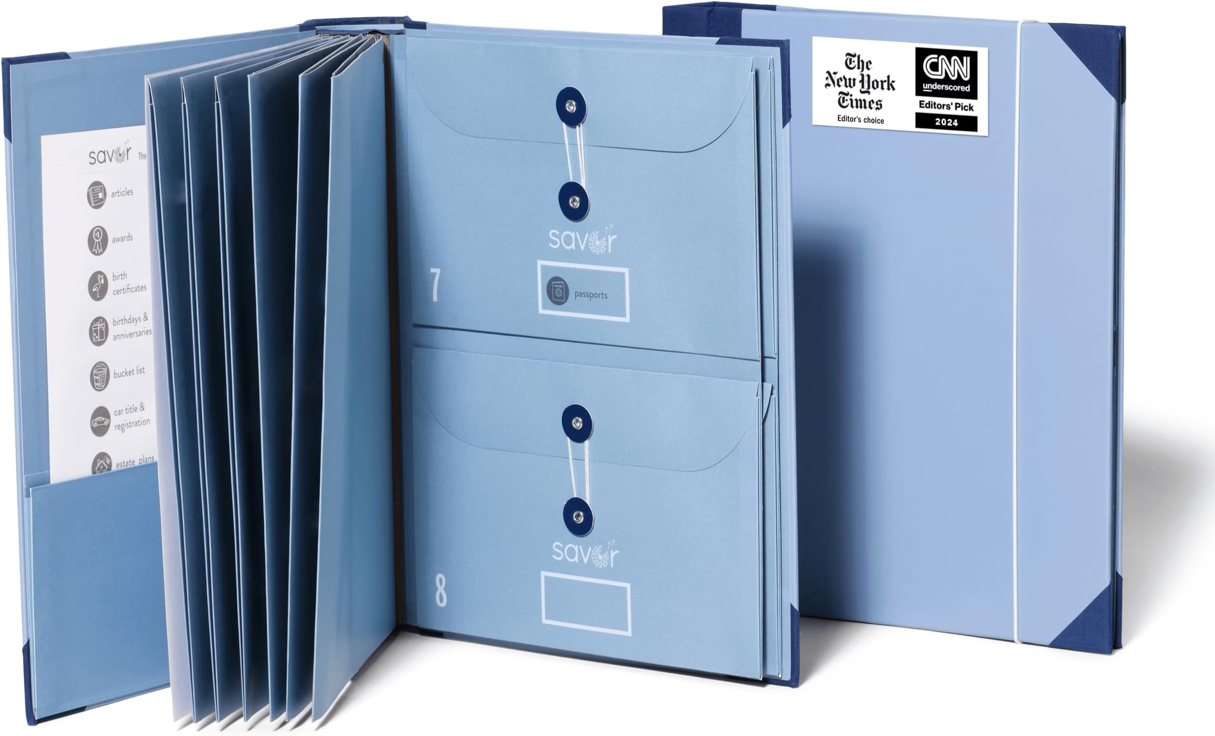 Savor | 2025 The Folio Document Organizer | Custom Dyed Cloth Bound Expanding File Folder for Important Documents, Emergency Binders, Birth Certificates, Social Security Cards and Passports