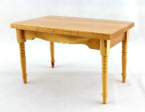 Melody Jane Dolls Houses Mesa rectangular de roble claro de los muebles de comedor de la cocina en miniatura de la casa