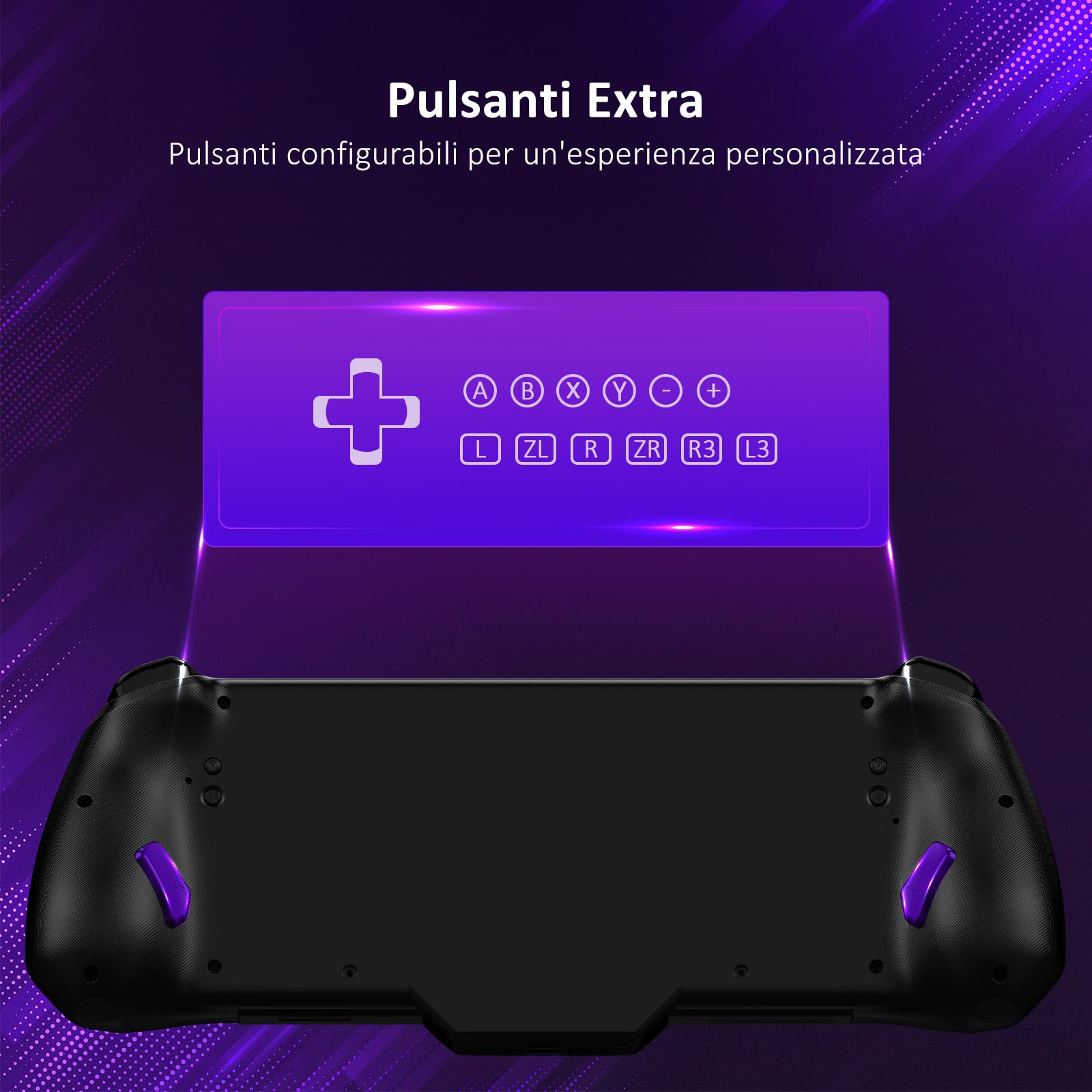NexiGo Hall Effect Gripcon (Nessun Drift, Nessuna Deadzone) con Joystick a Effetto Hall per Switch/Switch OLED, Luce RGB Regolabile, giroscopio a 6 Assi, Turbo, Mappatura (Cosmic Nebula)