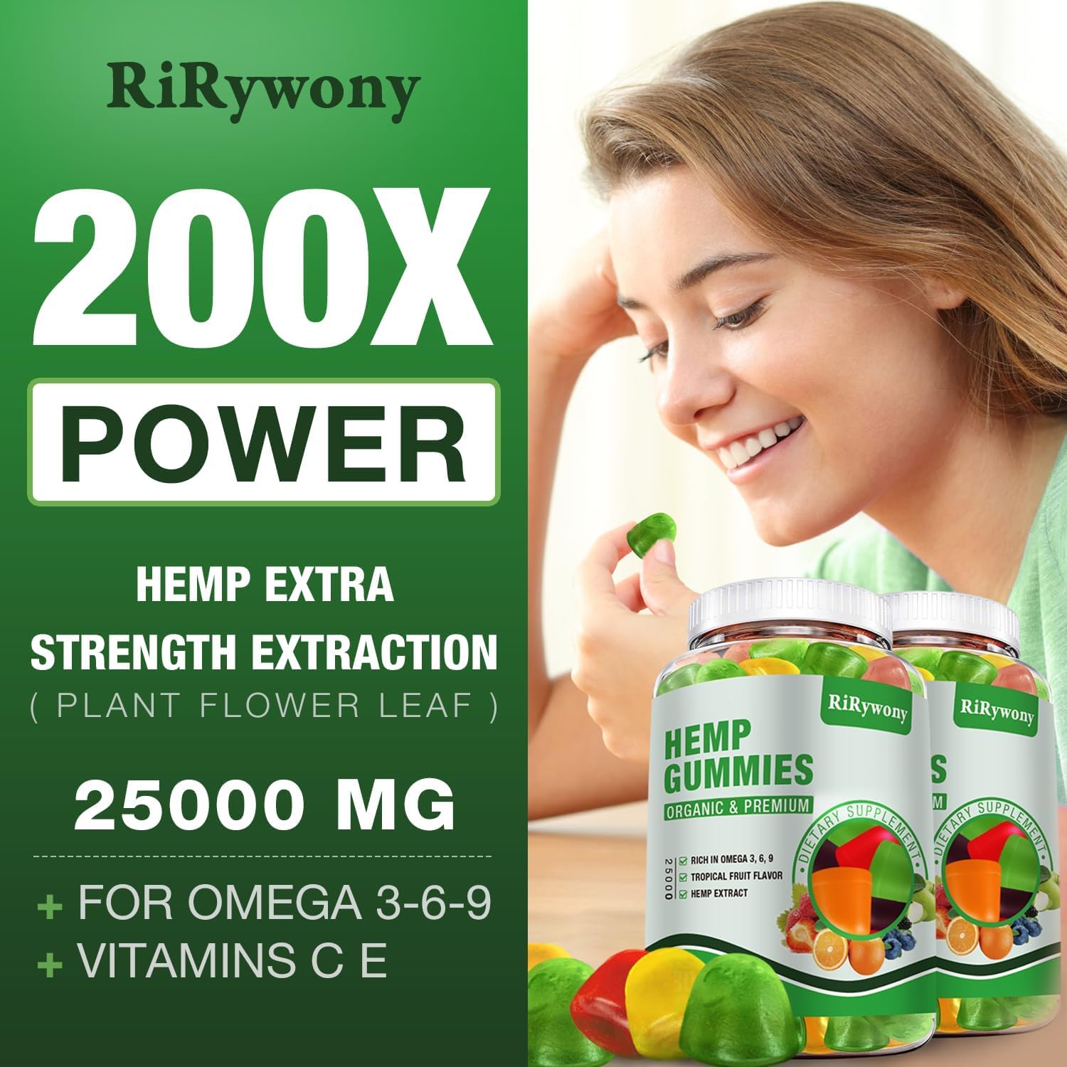 Hemp Gummies (3 Packs), High Potency Edible Gummies Extra Strength Mood Focus Calm Organic Hemp Oil Extract Vegan Bear Gummy - 240 Counts Candy