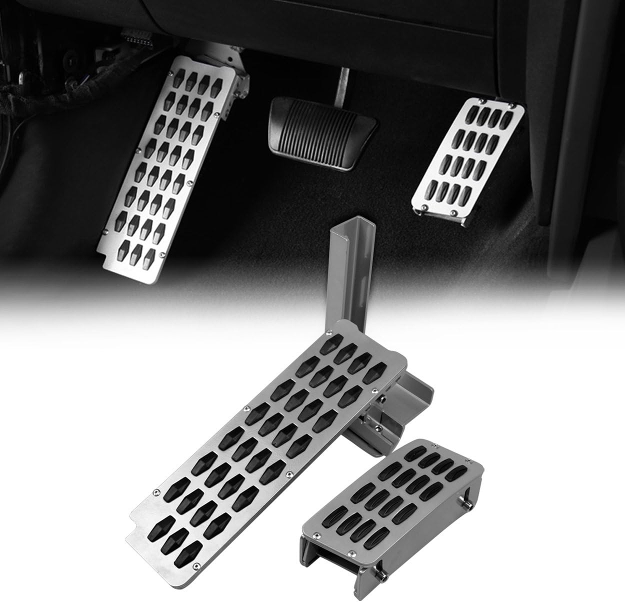 Allinoneparts Metal Adjustable Heighten Foot Rest Pedal Accelerator Pedal Pad Cover for Jeep Wrangler JK & Unlimited 2007-2018