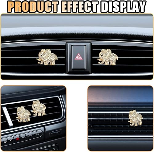 Miniatura 4 de 2 clips de ventilación de automóvil con diamantes de cristal, dijes de elefante con diamantes de cristal, clip de ventilación de automóvil, difusor