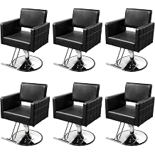 Black Salon Styling Chair Set of 6 for Home Hydraulic