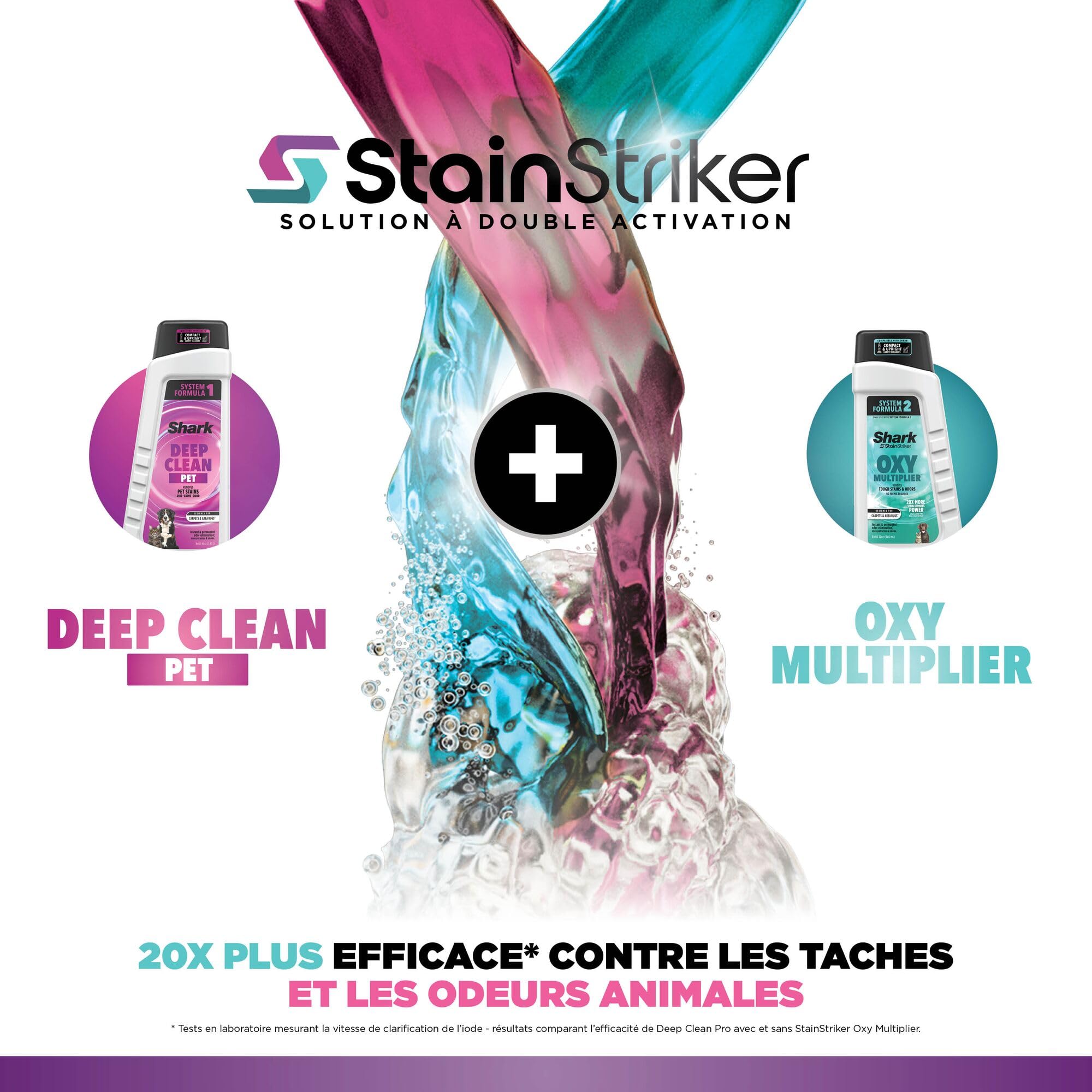 Shark StainStriker HairPro spécial animaux, Aspiration 450 W, Extracteur de poils, Élimine taches et odeurs, Léger et portable, Inclus : 4 accessoires et 2 formules de nettoyage PX250EUT