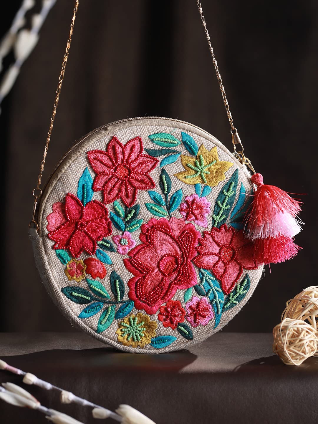 Priyaasi Phool-ing A-round Beaded Cross Body Bag - Image 2 thumbnail
