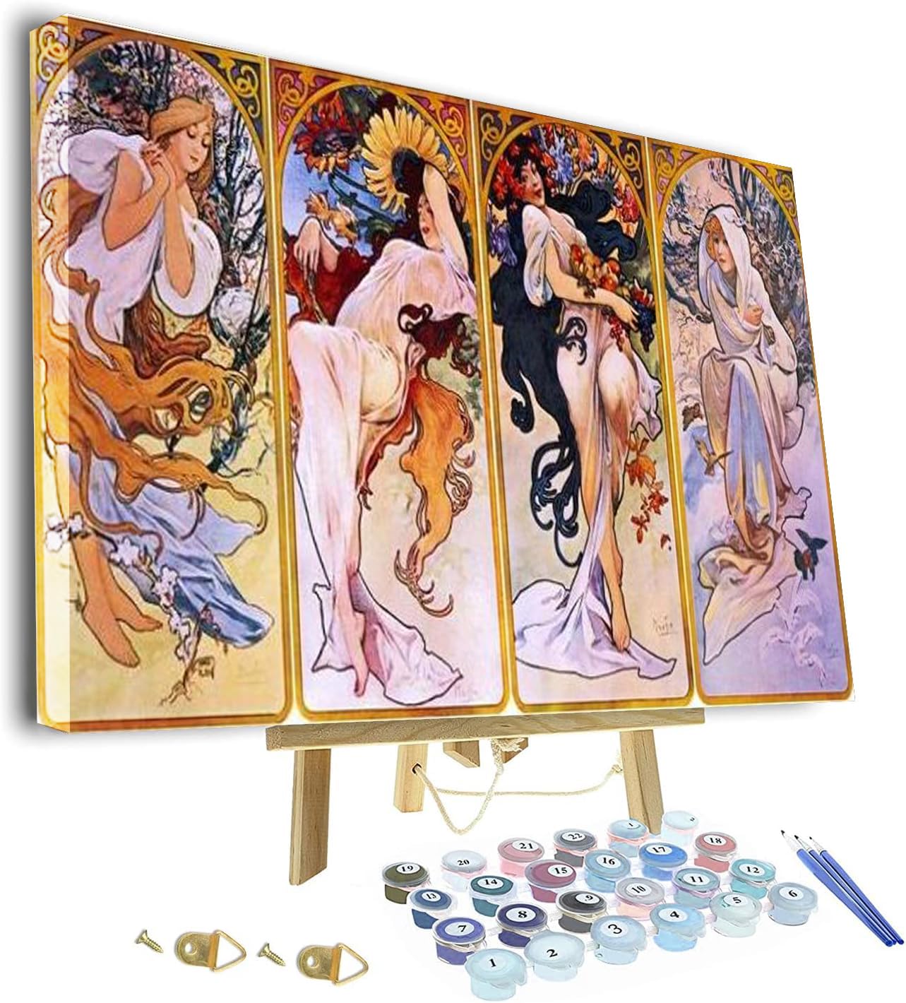 Alphonse Mucha 【四季】フルセット Amazon.com: ZEYUPAIN Paint by Number for Adults,Painting by