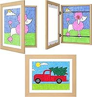 3Pack Natural Woodgrain Kids Art Frames 10x12.5" Storage Display for Child Artwork, Drawings, Crafts - Front Opening No Mat or 8.5x11 With Mat