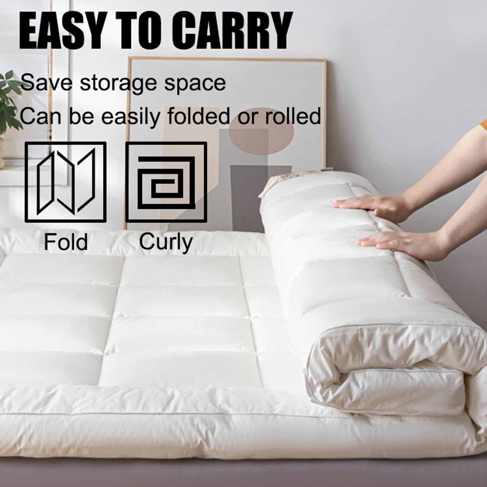 Materasso Futon da Terra Materasso Futon Giapponese Da Pavimento In Cotone Arrotolabile King Size Materasso Morbido Pieghevole Anti-pressione For Letto Matrimoniale/singolo Dormitorio For Studenti Mat