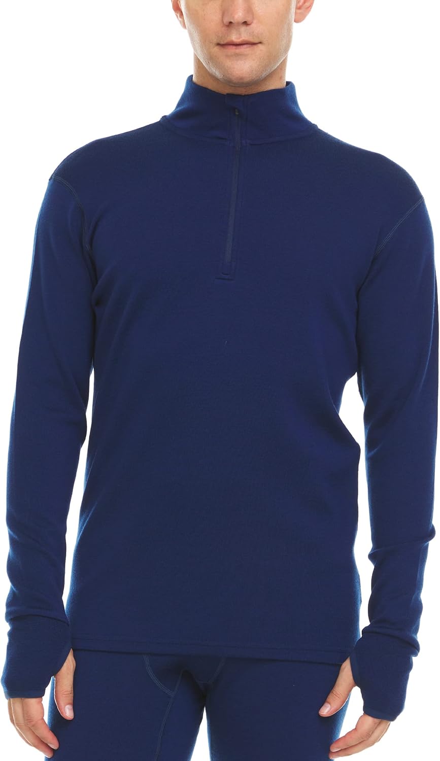 100% Merino Wool Quarter Zip - Mens Expedition Weight Mid Layer - Moisture Wicking - Anti Odor