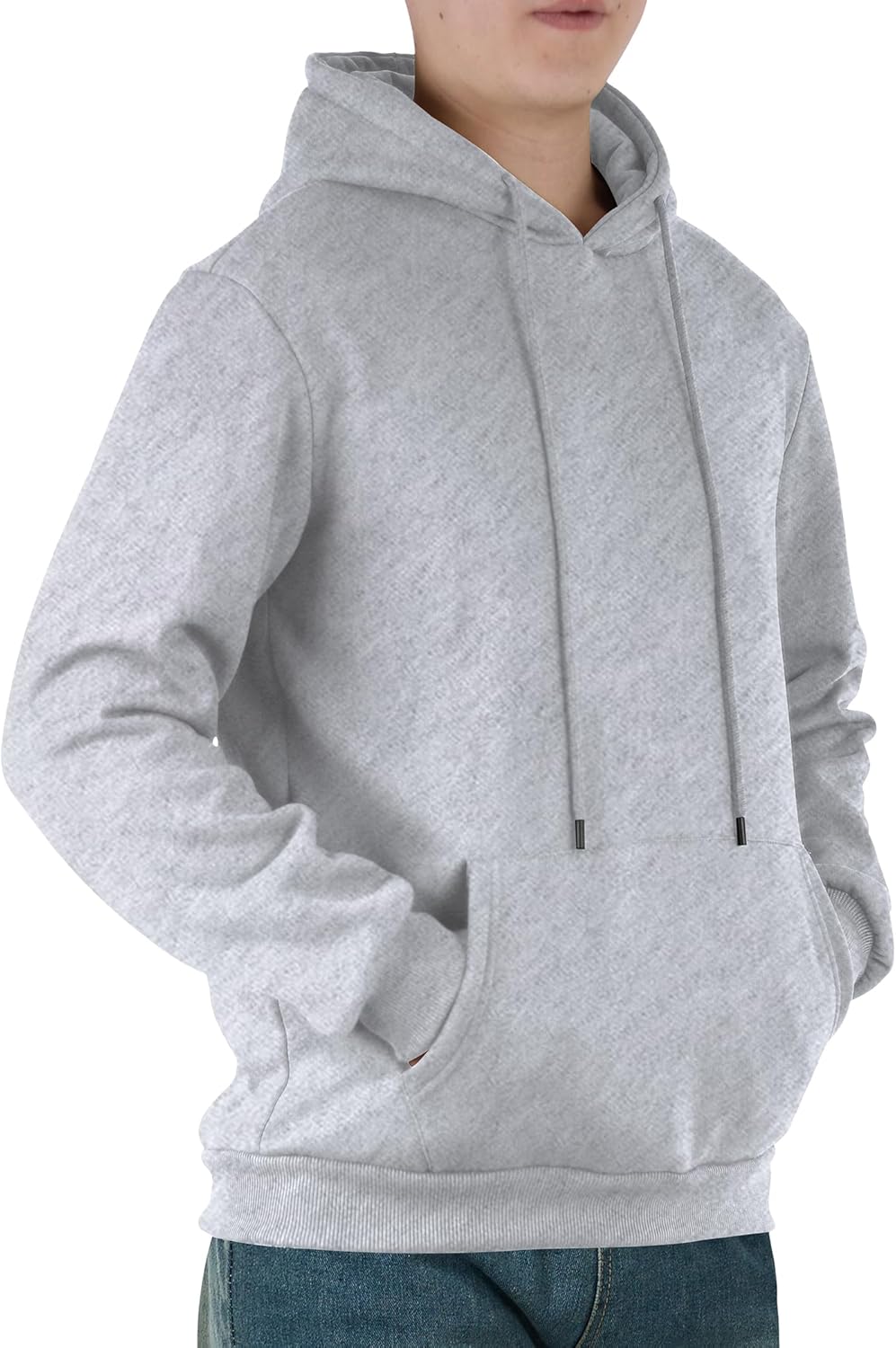 Mens Hooded Sweatshirt Casual Long Sleeve Fleece Hoodies Drawstring Workout Pullover with Kanga Pocket - Image 3