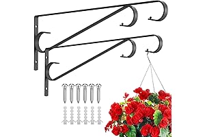 Plant Hangers Outdoor Wall Mount (2 Pack), 15.4 Inch Black Heavy Duty...