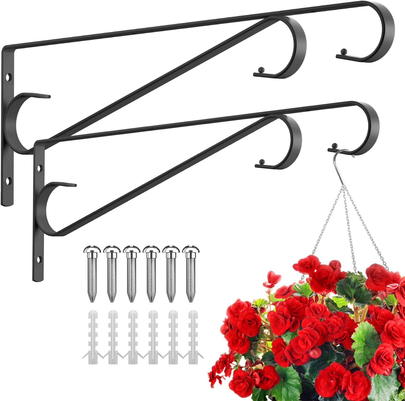 Sanduby Plant Hangers Outdoor 2 Pack 7.3Inch Metal Hanging