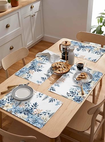 Vista 593 de Juego de 6 manteles individuales rojos para el día de San Valentín, diseño de corazón de San Valentín, resistentes al calor, lavables, manteles