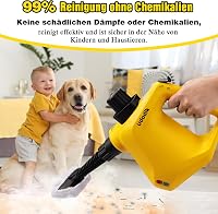 Udodik Hordozható Gőztisztító 10 Tartozékkal - Szőnyeg, Függöny, Kanapé, Konyha, Fürdőszoba Tisztításához - Vegyszermentes 350ml Tartály (Sá 3