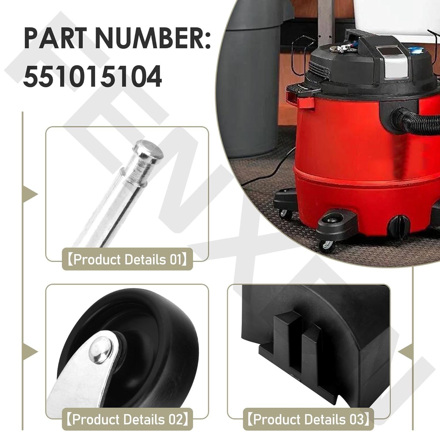 4 Pack 551015104 Black Caster and Foot for Craftsman CMXEVCVVJF910 Wet Dry Vacuum Dir08p05438 12512005 12512004 VJF607PF VJF910PF