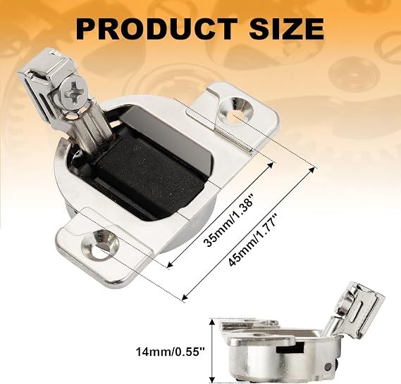 Uenhoy 2-Pack 110-Degree Cabinet Door Hinges, Silver Replacement for Blum Compact 33 Screw-On Self-Closing Hinges, Adjustable Design (No Mounting Plate Included)