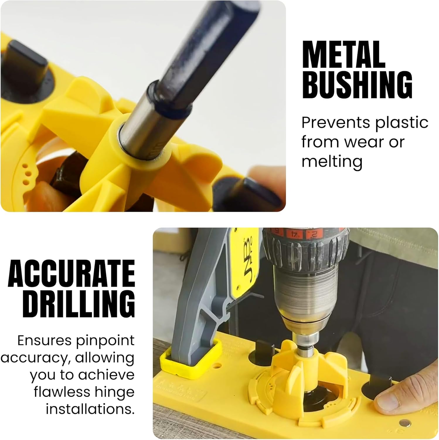 JNB Pro Concealed Hinge Jig Kit with 35mm Carbide Drill Bit, Hidden Door Hinge Template, Cup/European Style Hinges Easy Installation Tool for Kitchen Cabinet Doors