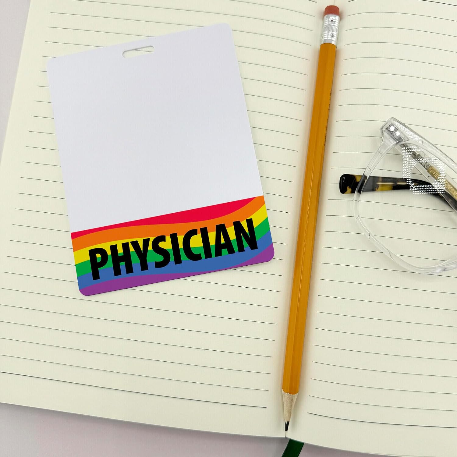 Physician Badge Buddy Horizontal Oversized Rainbow Heavy Duty 20 Pcs - Elevate Your Style with Our Nurse Practitioner Badge Buddy - Spill & Tear Proof - Double Sided Made in USA