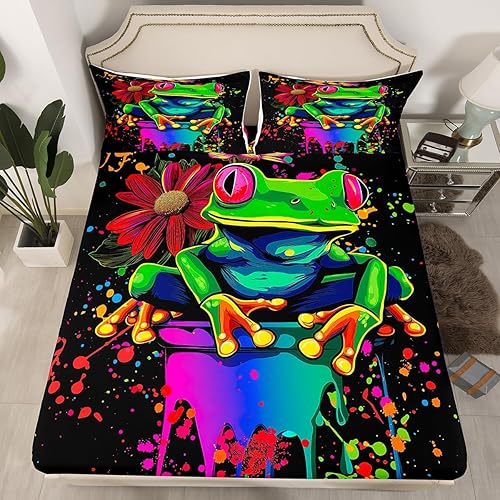 Vista 247 de Erosebridal Juego de sábanas de mariposa azul, tamaño matrimonial, sábanas de hongos y polilla de libélula, sábana encimera de fase lunar, sábana