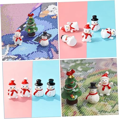 Miniatura 8 de ARTIBETTER 40 piezas de mini muñecos de nieve estatuas de sombreros negros y rojos de fibra óptica muñeco de nieve decoraciones para fiesta de