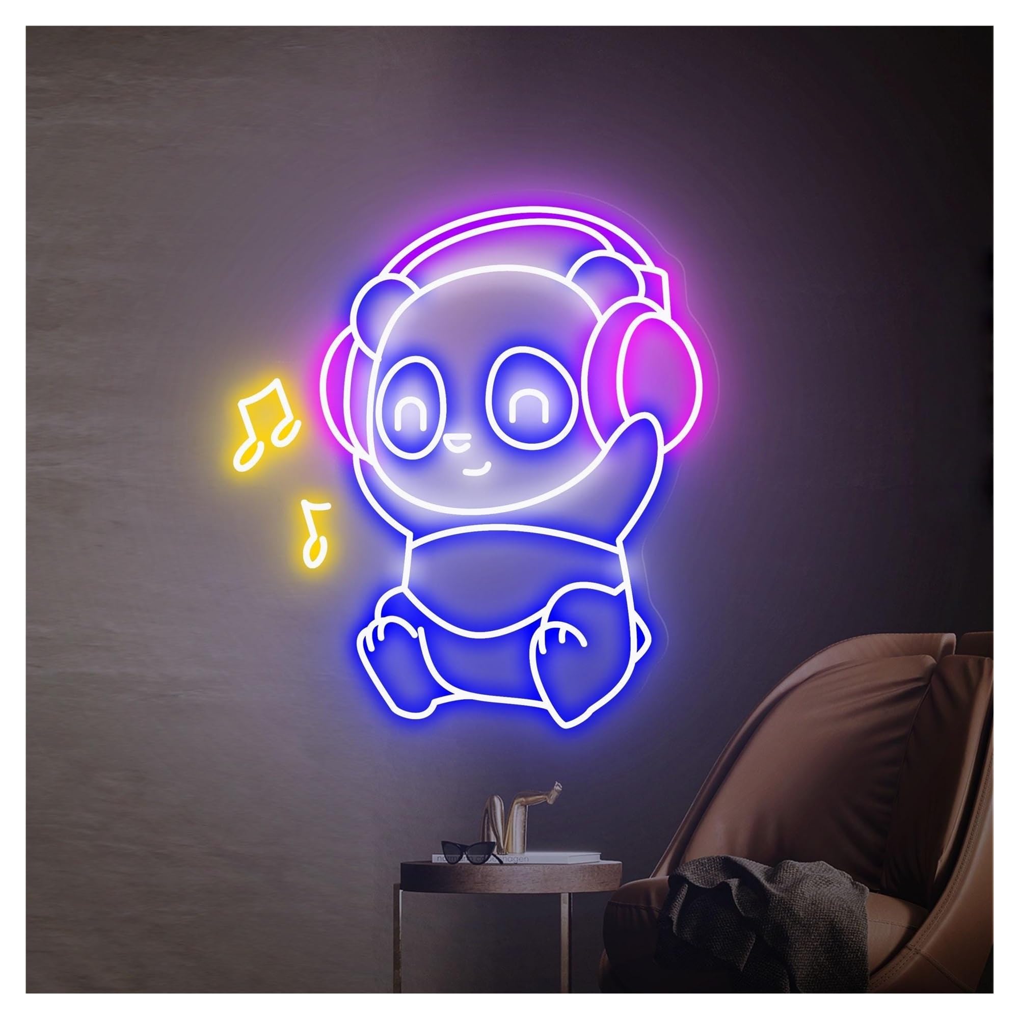RONGCH Hanging Art Neon Signs Panda Neon Sign, Suitable for Home Bar Decor with Brightness Adjustable 50cm(B)