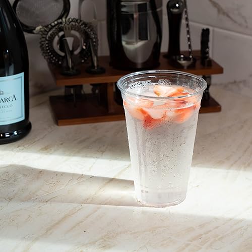 Miniatura 4 de Vasos de plástico PET transparente de 16 onzas, ajuste de tapa de 3.858 in, vasos fríos desechables (caja de 1000) (16 onzas)