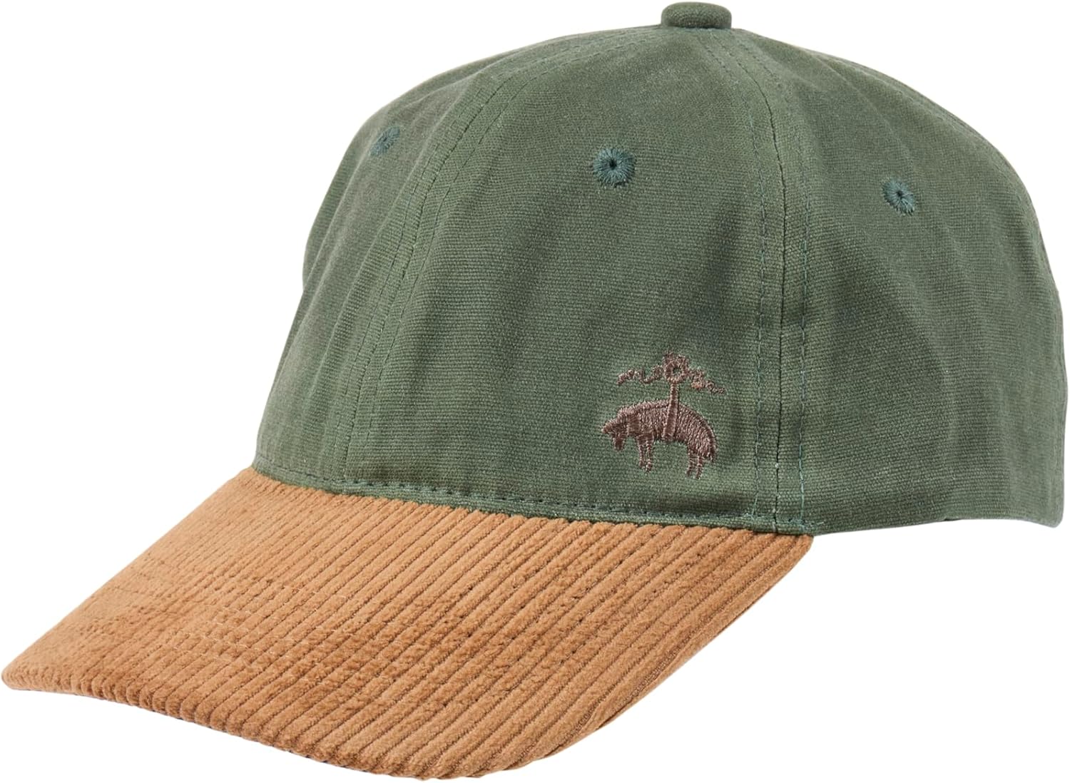 Brooks Brothers Men's 100% Cotton Baseball Hat with Corduroy Brim - Woven Logo One-Size Adjustable Hats