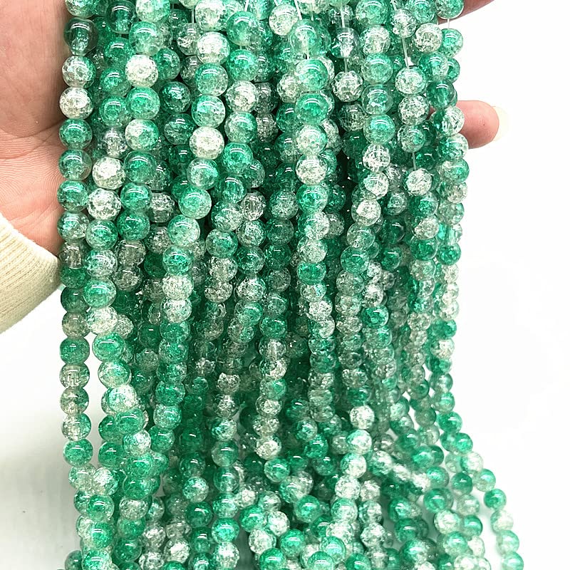 LYVQZPWLRsemillas de vidrio, Nuevas cuentas de vidrio agrietadas redondas de 4 mm/6 mm/8 mm de diámetro, cuentas espaciadoras sueltas for pulseras hechas a mano. Accesorios for manualidades.(28,6mm(50