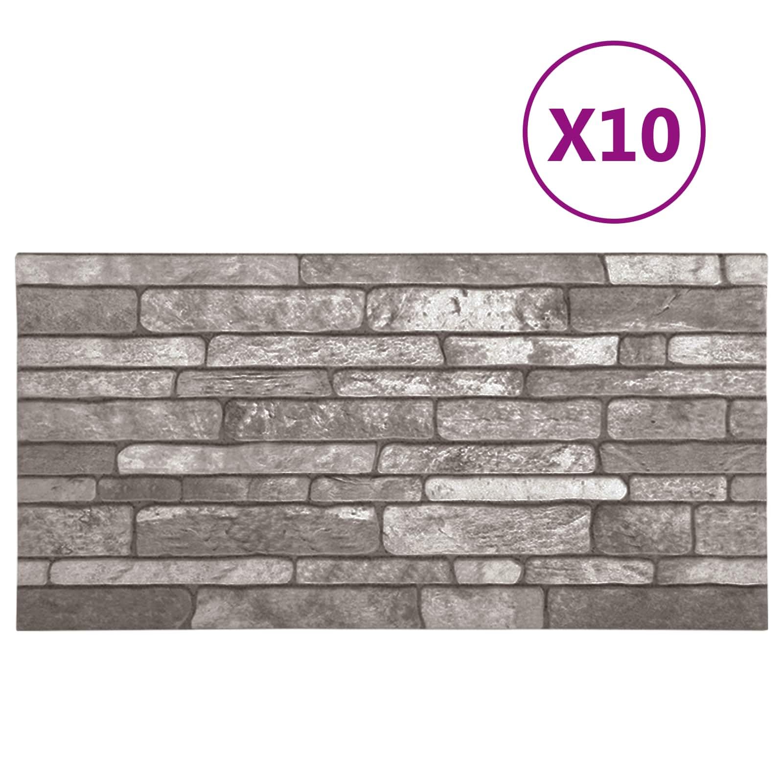 Paneles de pared, 10 unidades, color gris oscuro, 100 x 50 cm, espuma EPS