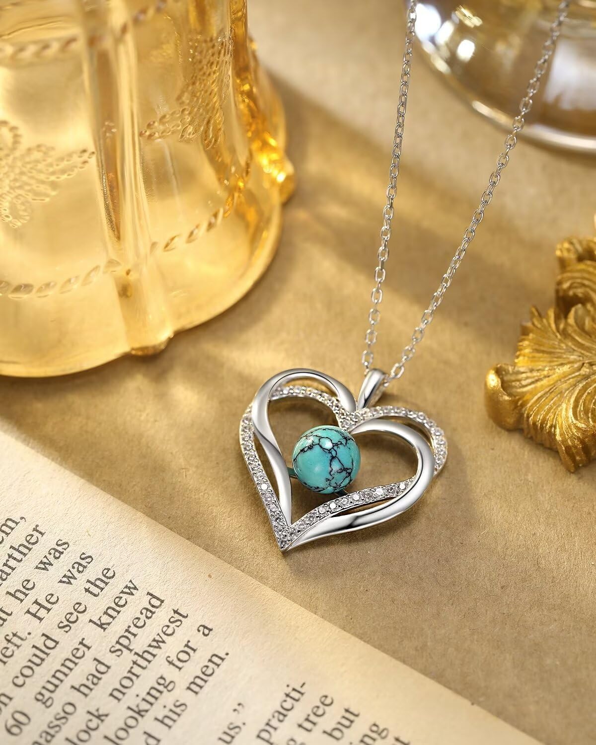 BDL Genuine Turquoise Jewelry for Women-925 Sterling Silver Pendant Necklaces Gifts for Her,Vintage Concert Festival Accessories for Anniversaries/Mother's Day/Christmas