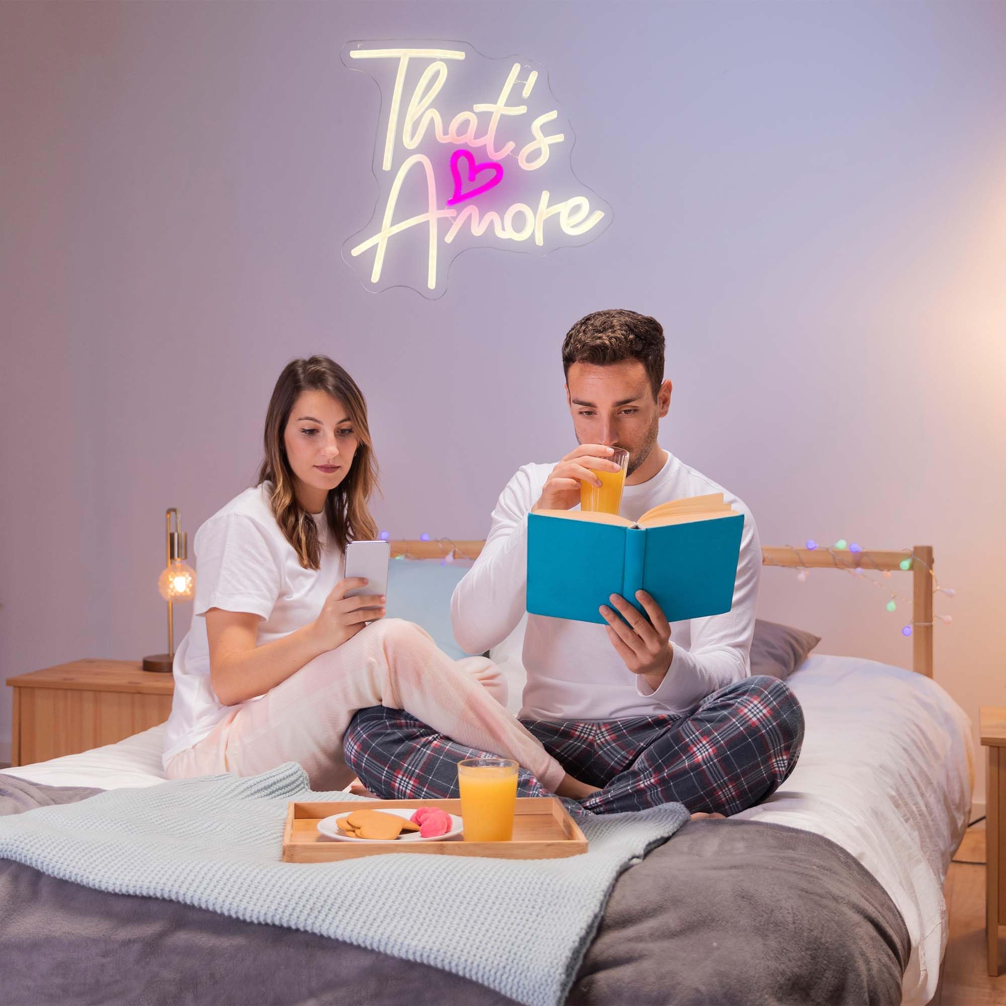 That's Amore neonowy znak, ściemniany LED ślubny neonowy znak, sztuka ścienna, tło ślubne, podświetlany znak, USB na urodziny, rocznicę, ślub, dekoracja ścienna, prezent imprezowy (30 x 32,8 cm)