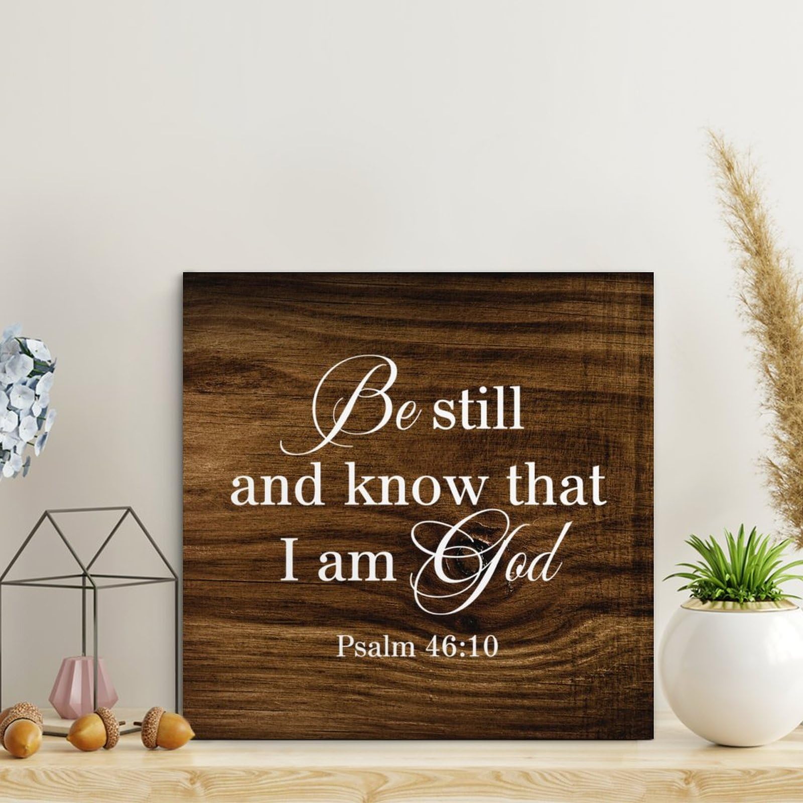 Guangpat Wall Sign with Quotes Be Still And Know That I Am God Wood SignsWood Plaque Farmhouse Family Wall Art Rustic Wall Decor Wall Decor for Home Bedroom Kitchen Living Room 10x10in