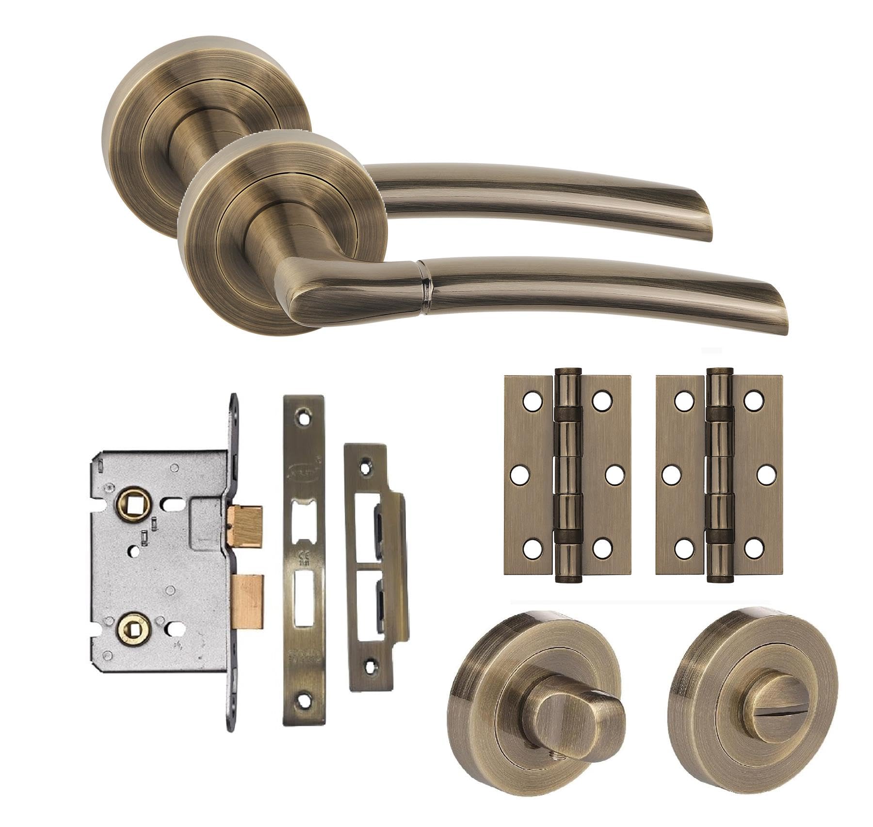 Golden Grace Gold En Grace Indiana Design Bathroom Door Handle Set Thumbturn And Mortise Lock Antique Brass