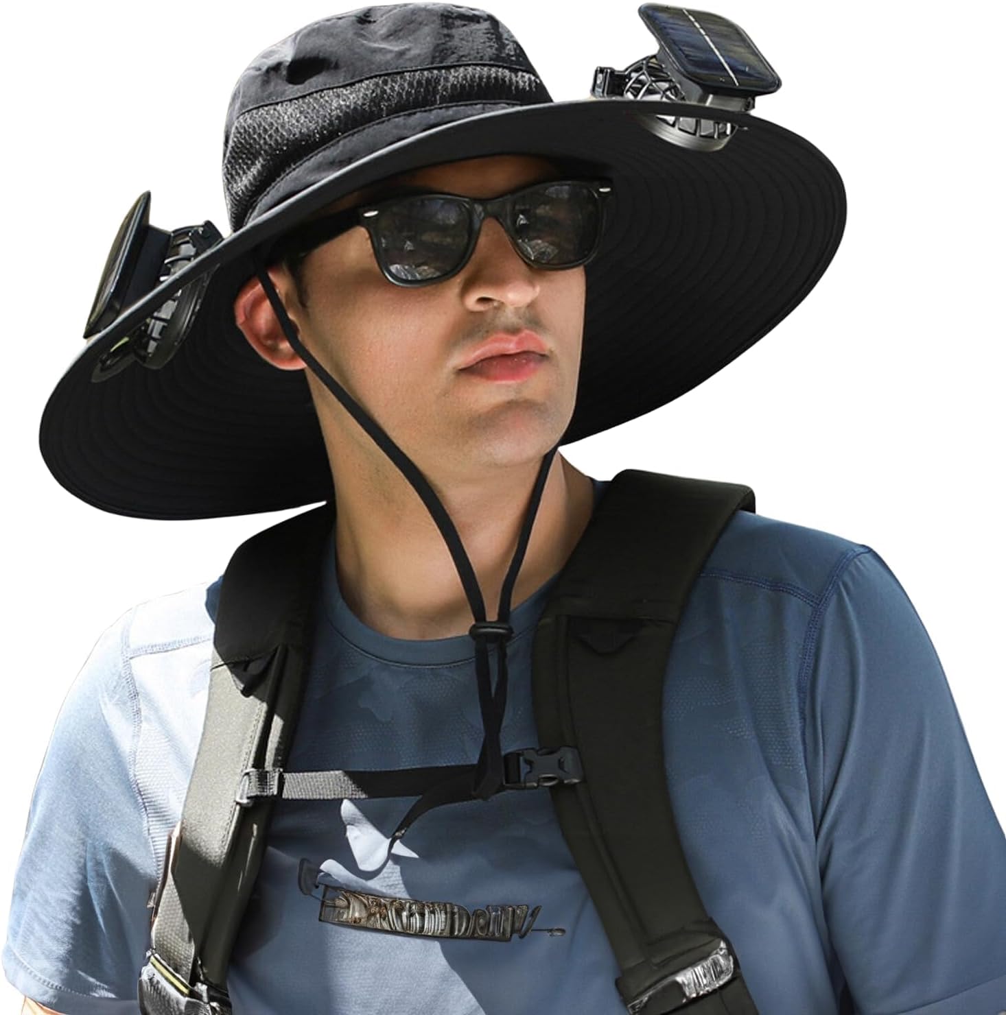 Summer Cooling Fan Hat with USB & Solar Power, Wide Brim Sun Hat for Men Women, UV Protection, Outdoor Heat Relief